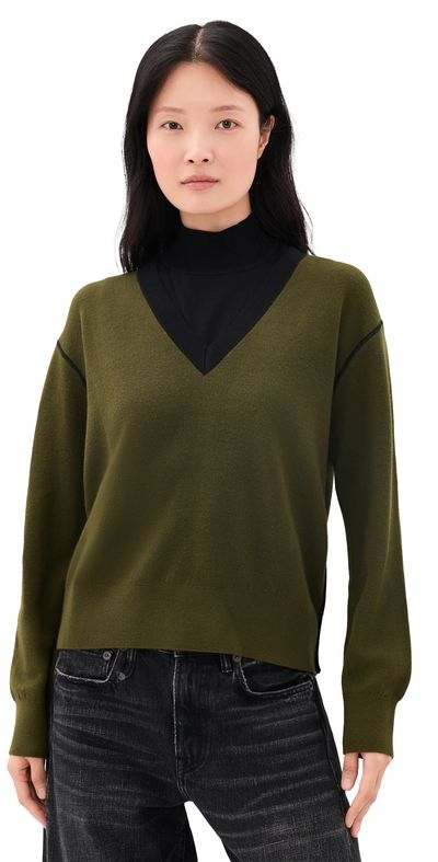 ESSENTIEL ANTWERP ESSENTIEL ANTWERP Koli Bicolor Knit Pullover Combo2 Dusty Green