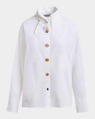 Essentiel Antwerp Jomato Elongated Collared Shirt with Mismatched Buttons