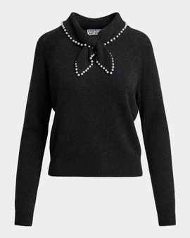 Essentiel Antwerp Kasa Embellished Scarf Wool-Cashmere Sweater