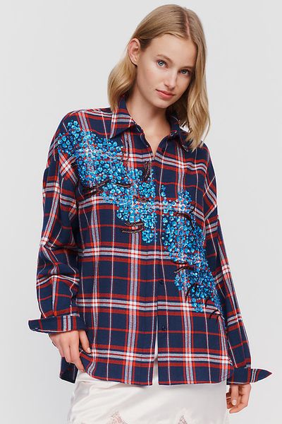 Essentiel Antwerp Kirke 100% Cotton Embellished Buttondown Shirt