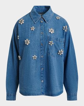 Essentiel Antwerp Konnection Rhinestone Denim Shirt