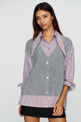 Essentiel Antwerp Kute Cotton Wool Vest Buttondown Shirt