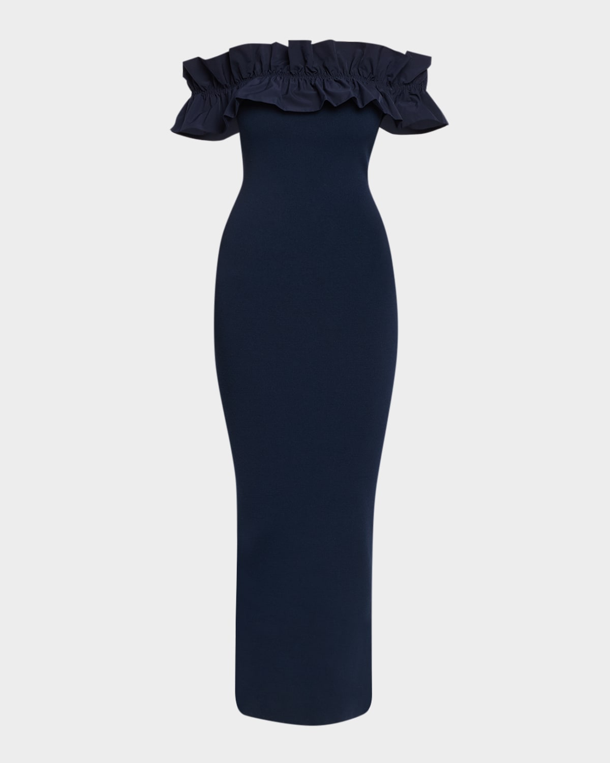 Essentiel Antwerp Ruffled Off-The-Shoulder Knit Midi Dress