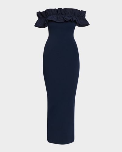 Essentiel Antwerp Ruffled Off-The-Shoulder Knit Midi Dress