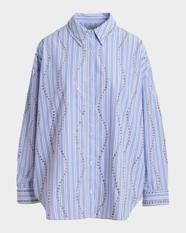 Essentiel Antwerp Studded Pinstripe Cotton Shirt