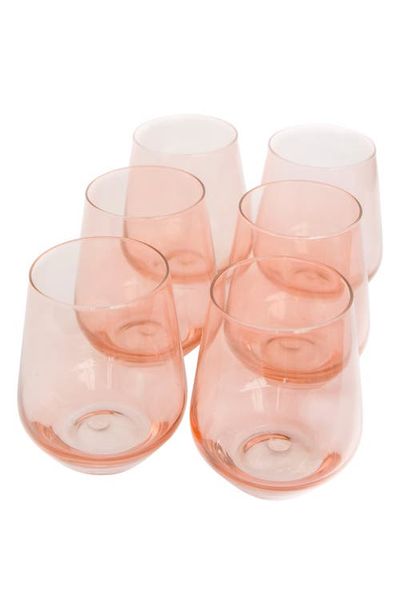 Estelle Colored Glass Estelle Colored Glass Set of 6 Stemless Wineglasses