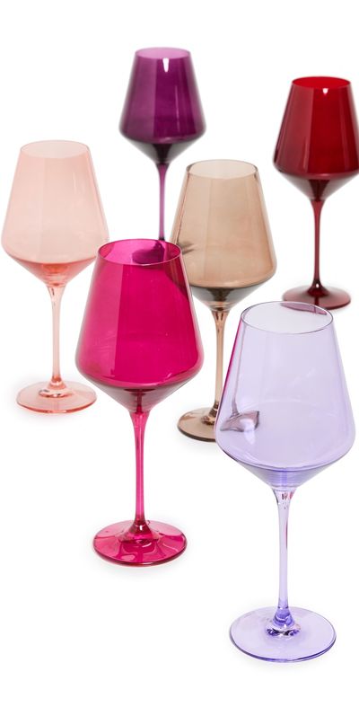 Estelle Colored Glass Estelle Colored Glass Stemware Set of 6 Fsa/Amth/Crl Pch/Pnk/Rd/Lav/Am One
