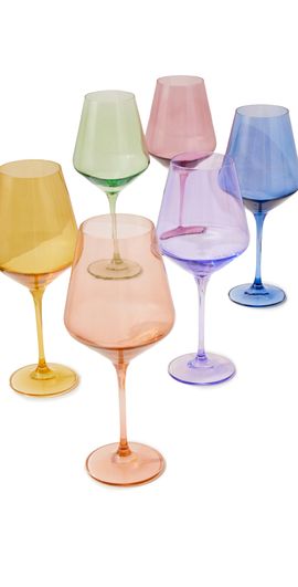Estelle Colored Glass Estelle Colored Glass Stemware Set of 6 Pastel Mix One