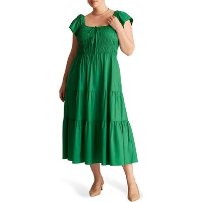 Estelle Estelle Alana Smocked Fit & Flare Cotton Tiered Midi Dress