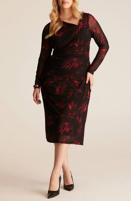 Estelle Estelle Noa Mesh Sleeve Midi Dress