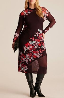 Estelle Estelle Solene Floral Mesh Midi Dress