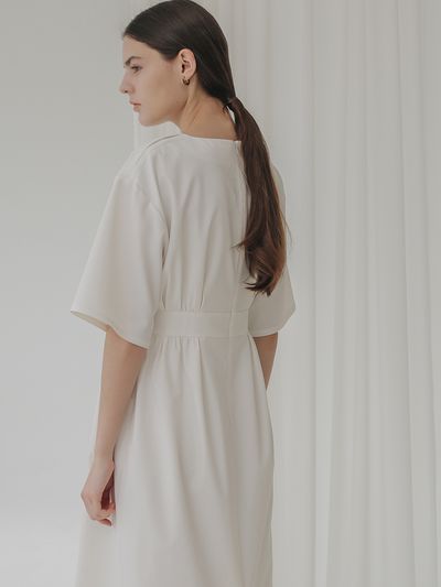 Et demain 001 V-neck Summer Dress_White