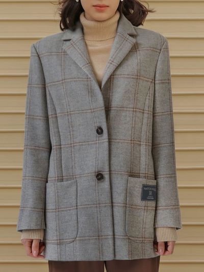 Et demain 002 Marton Mills Wool Check Jacket_Beige