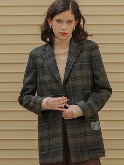 Et demain 002 Marton Mills Wool Check Jacket_Black