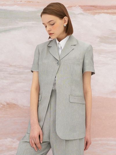 Et demain 5S Bio Linen - blend Check Jacket