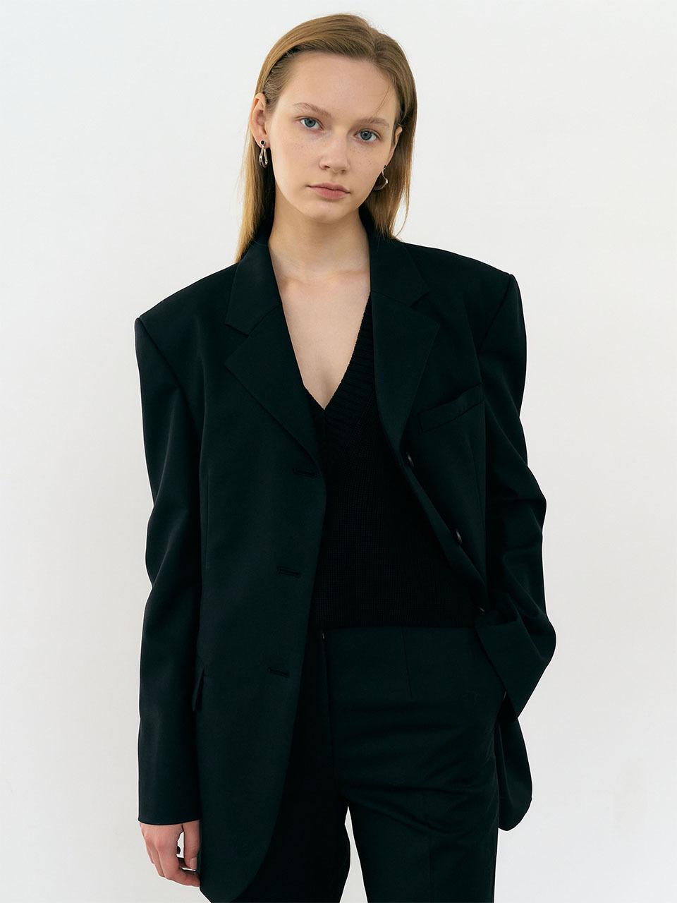 Et demain 6A Single breasted wool blazer (Black)