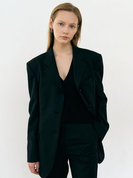 Et demain 6A Single breasted wool blazer (Black)