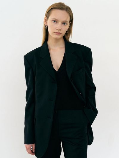 Et demain 6A Single breasted wool blazer (Black)