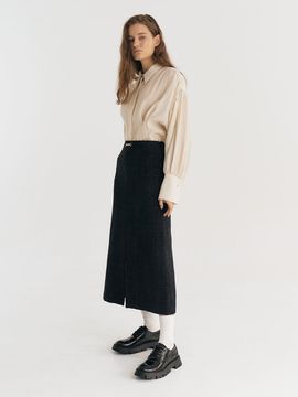 Et demain A line Tweed long Skirt  (Black)