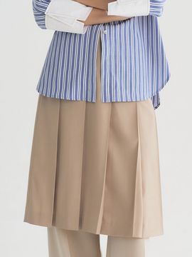 Et demain Basic Pleated Midi Skirt (Beige)
