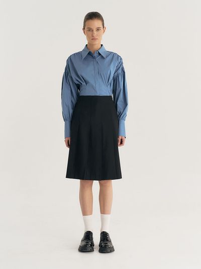 Et demain Basic Pleated Midi Skirt (Black)