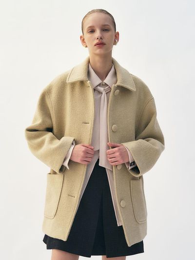 Et demain Caraibi Alpaca-blend Wool Half Coat [Ivory]