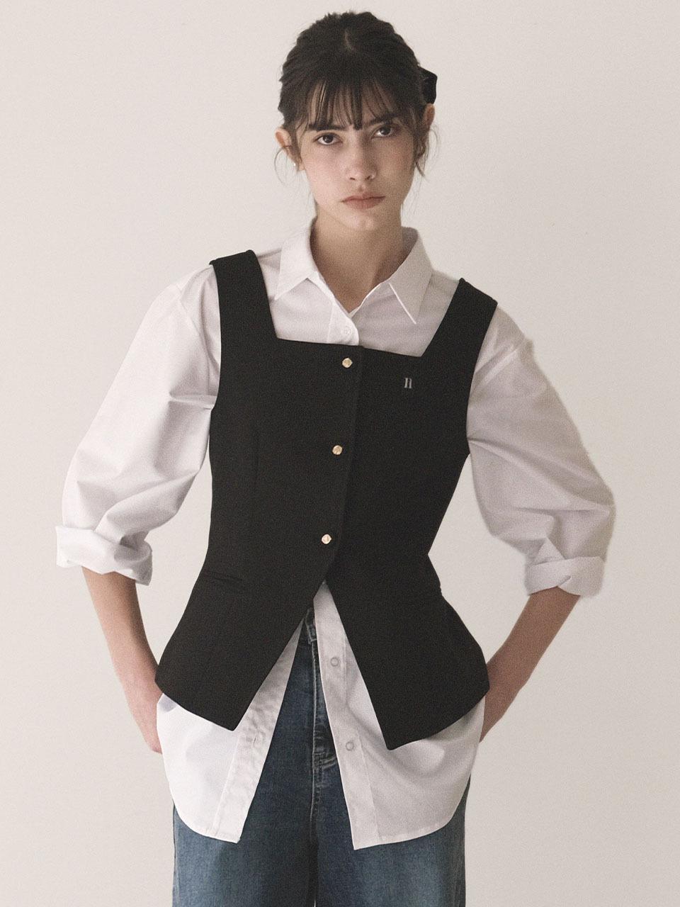 Et demain Classic square single vest - Black