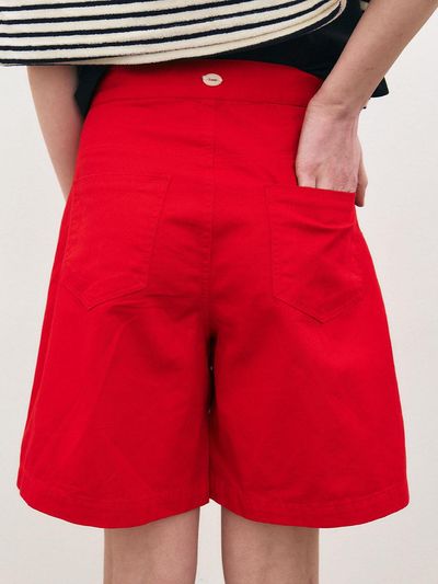 Et demain Color Denim Short Pants - Red