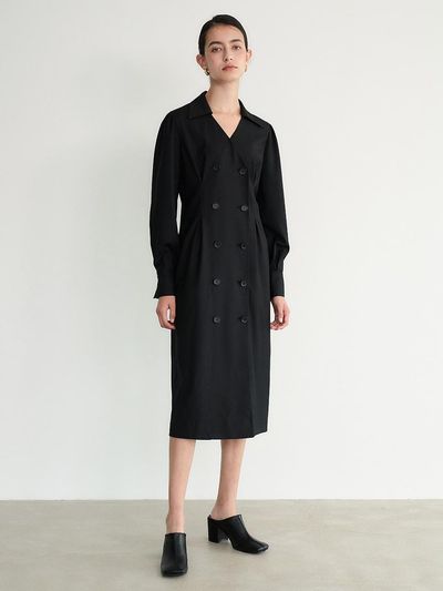 Et demain Double-breasted Jacket Dress _ Black