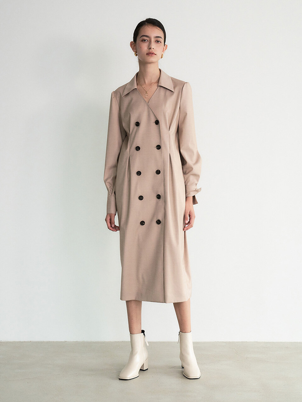 Et demain Double-breasted Jacket Dress _ Brown