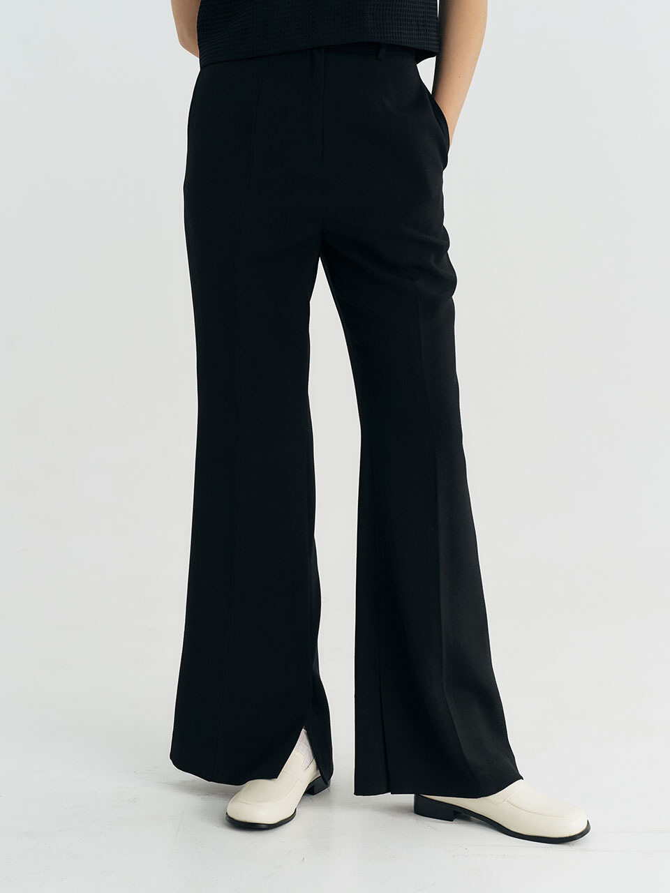 Et demain Flared Long-leg Black Slacks