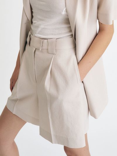 Et demain High-rise Pleated Linen Shorts