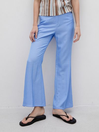 Et demain Light Blue Tencel Banding Wide Pants