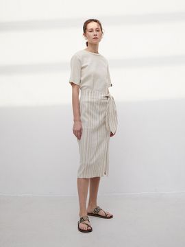 Et demain Premiun Modal Stripe Twist Ribbon Skirt
