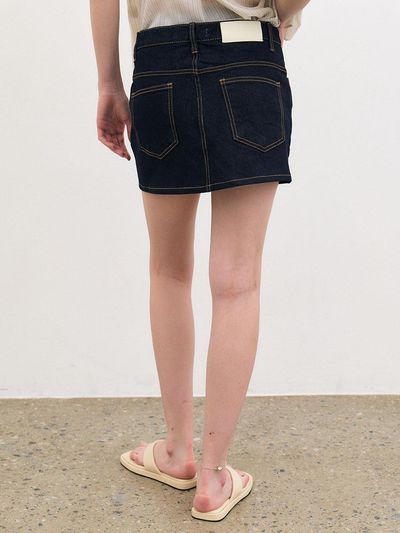 Et demain Raw Denim Mini Skirt - Navy