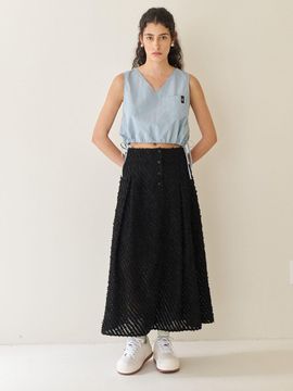Et demain See-through Tassel Banding Long Skirt _ Black