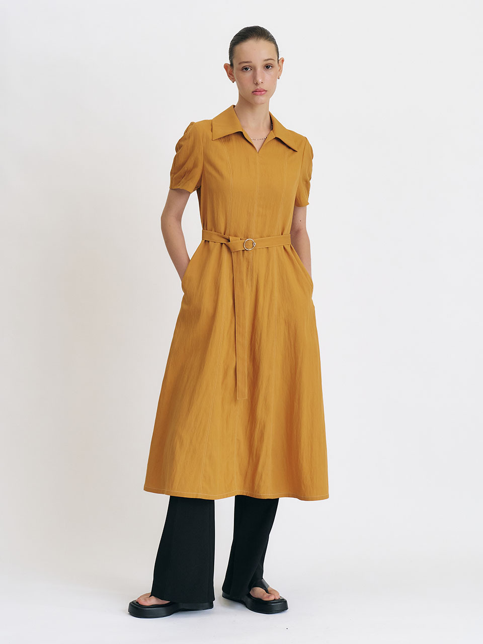 Et demain Sleeve Balloon Stitch Long Dress