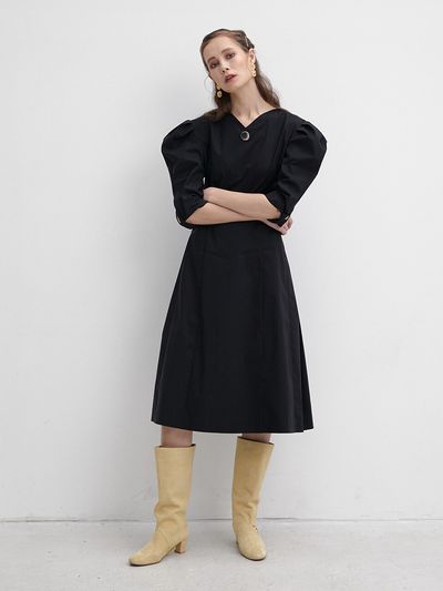Et demain Sleeve Twisted Bell Dress