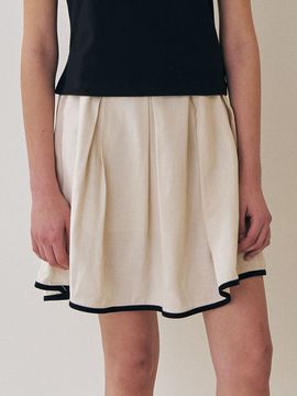 Et demain Summer Linen Trimmed Tucked Skirt