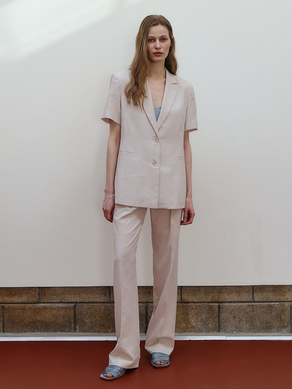 Et demain Summer Linen Tuck Semi-wide Trousers