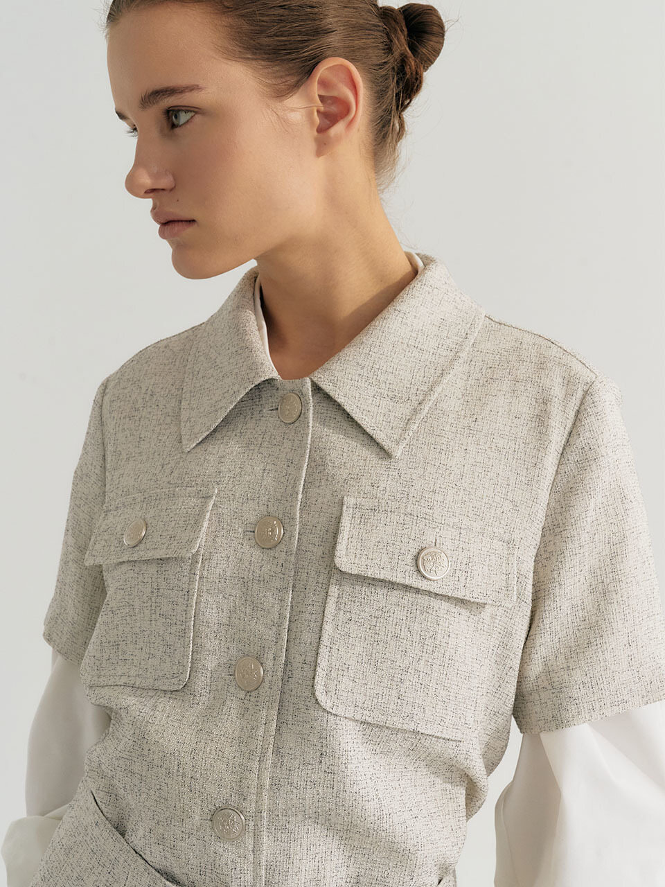 Et demain Summer Tweed Short Shirt Jacket