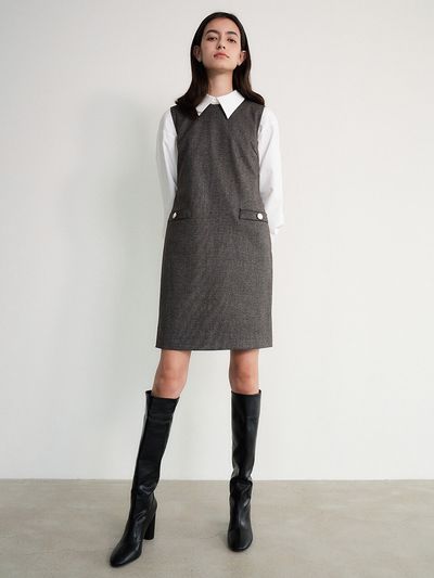 Et demain Wool Blend Tweed Midi Dress _ Brown