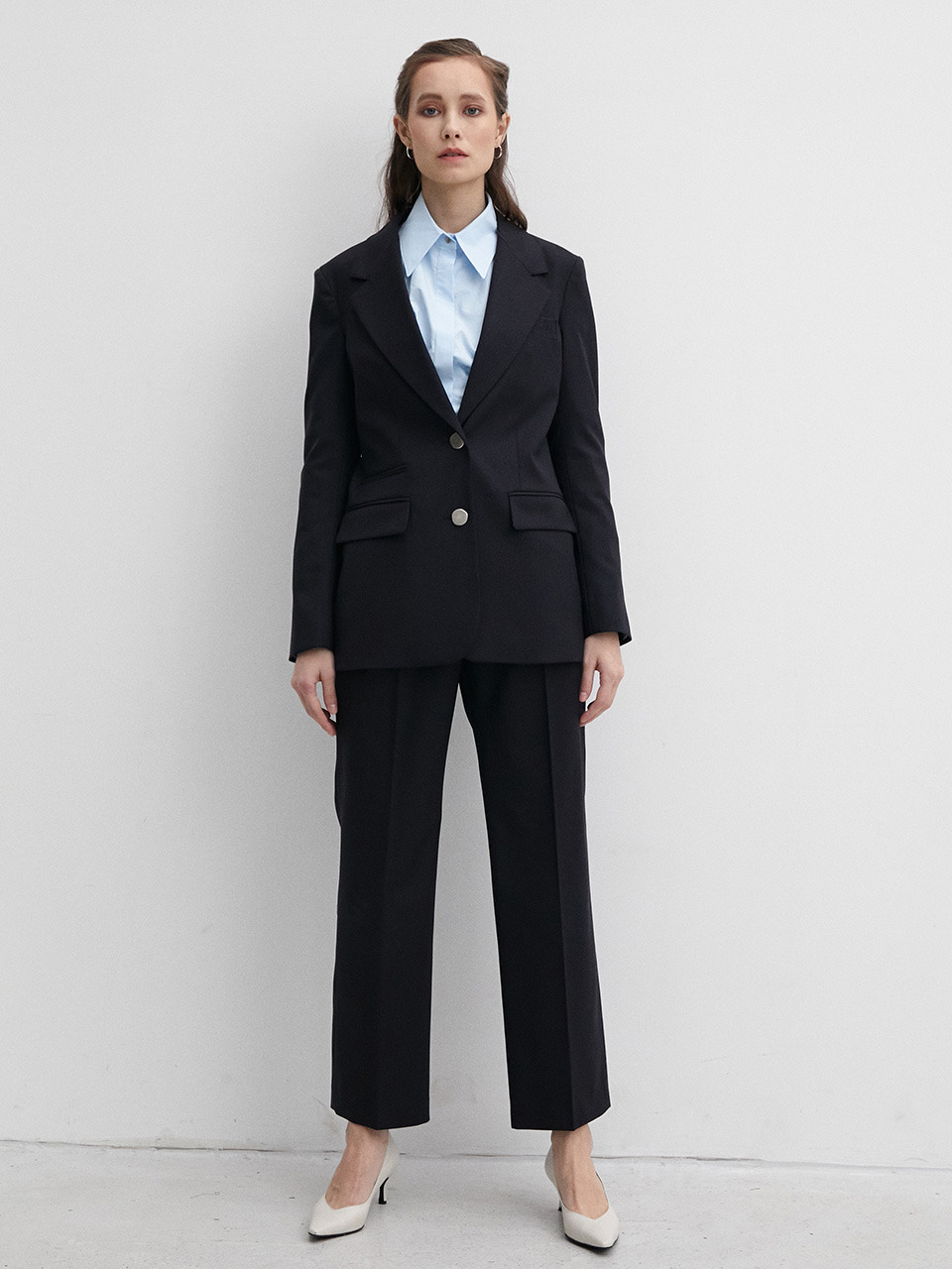 Et demain Zentra Wool Straight Navy Pants