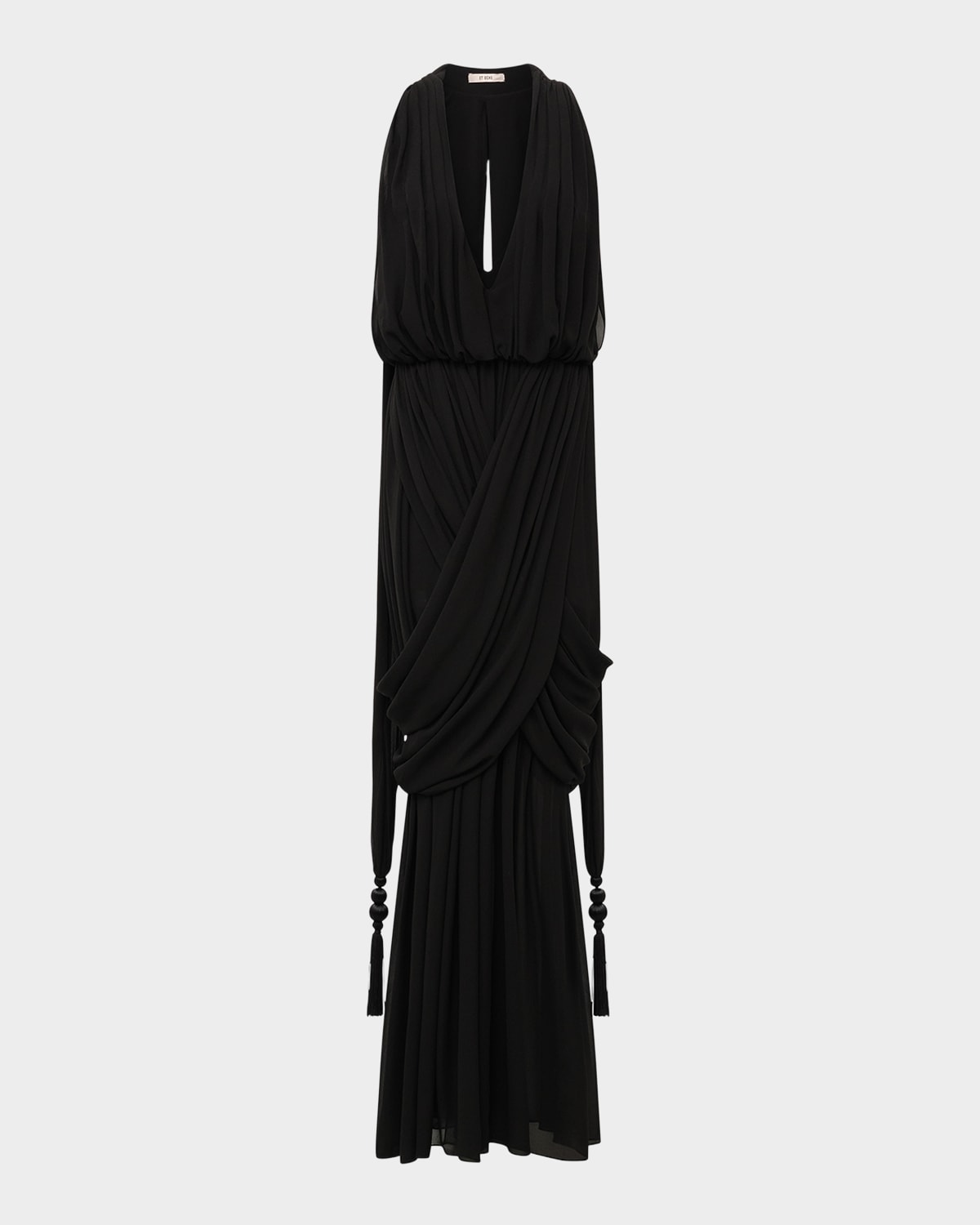 Et Ochs Arabella Plunging Draped Column Gown