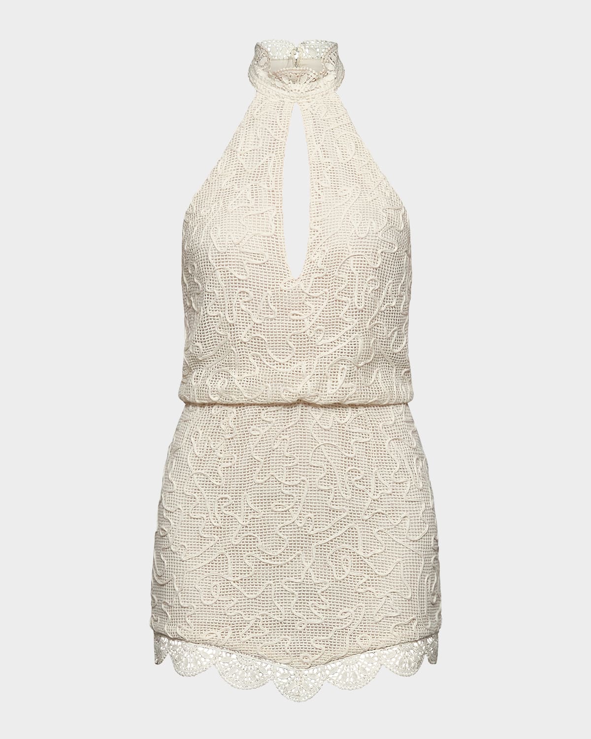 Et Ochs Elise Cutout Embroidered Halter Mini Dress