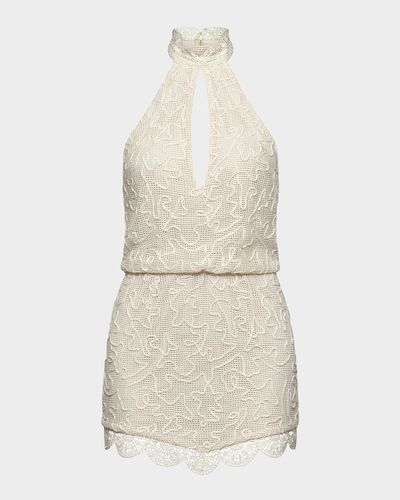 Et Ochs Elise Cutout Embroidered Halter Mini Dress