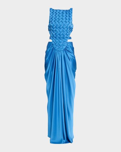 Et Ochs Magdalen Smocked Cutout Column Gown