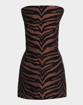 Et Ochs Odette Strapless Tiger Jacquard Mini Dress