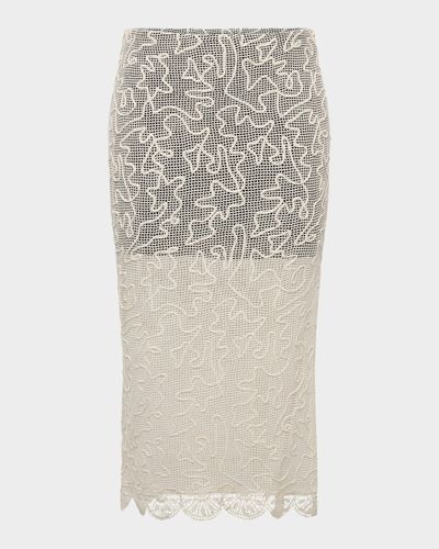 Et Ochs Willis Embroidered Net Midi Skirt