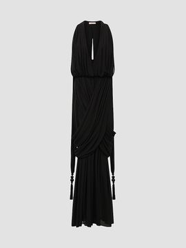 Et Ochs Women's Arabella Draped Tassel-Trim Chiffon Gown